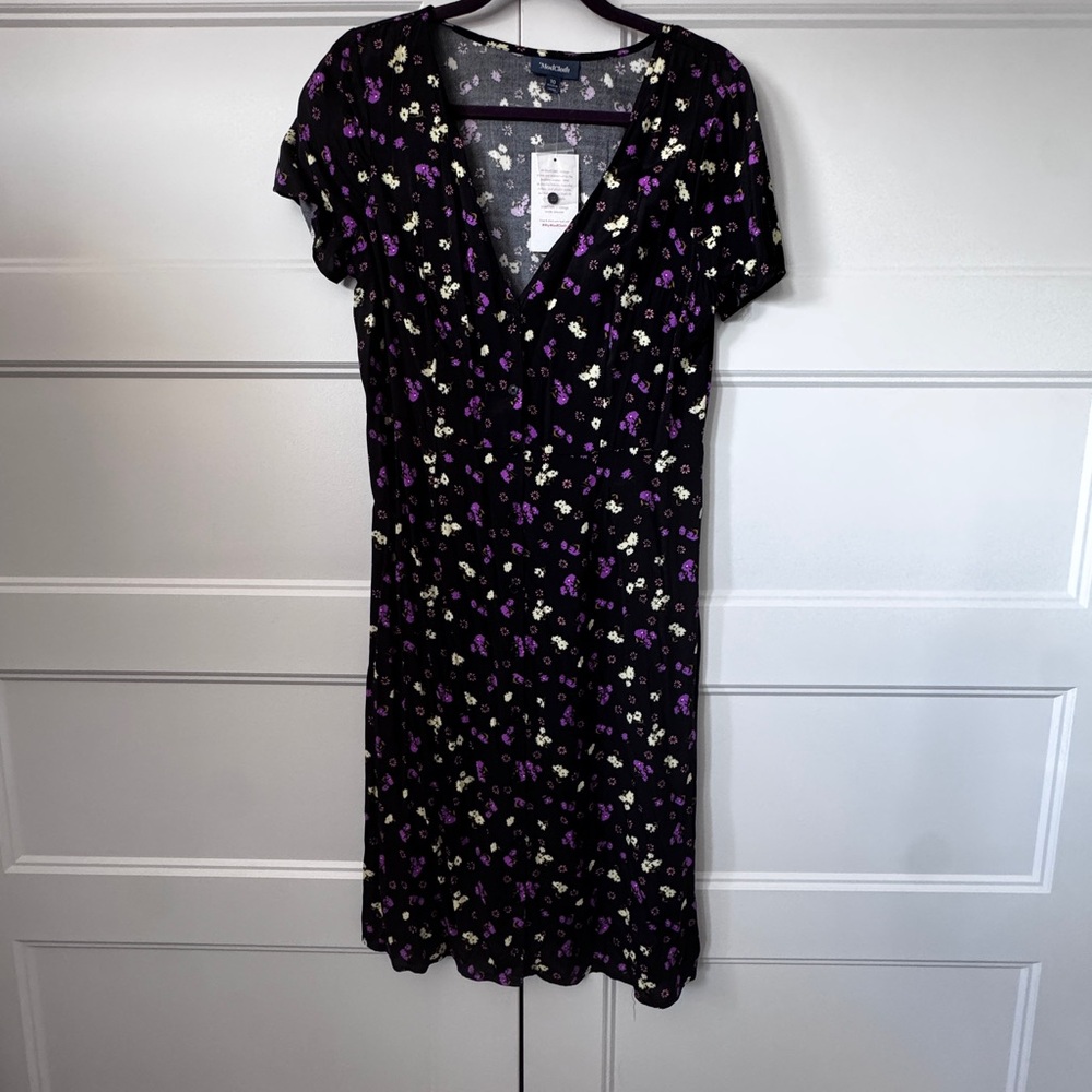 Modcloth BlackFloral Midi Dress with Pink & Yellow Floral Print